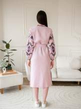 Рожева сукня вишиванка FOLK на ґудзиках з поясом, арт.4644