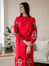 Сукня вишиванка FOLK червона на ґудзиках з поясом, арт.4645