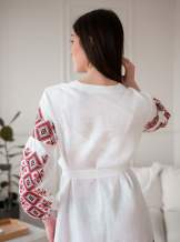 Жіноча сукня міді з вишивкою" Мозаїка," Білий льон 100%,арт 4653