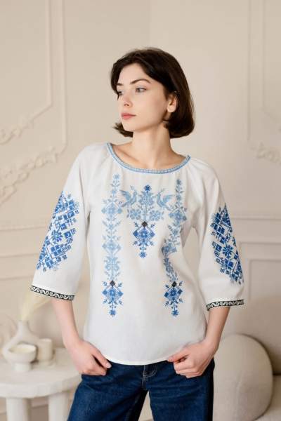 Жіноча вишиванка з рукавом 3/4 Дивоптахи, арт. 4667