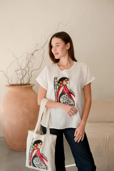 Блузка жіноча "Українка", Білий льон арт.4684