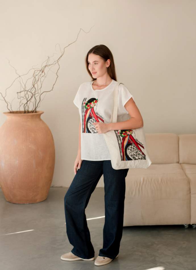 Блузка жіноча "Українка", Білий льон арт.4684