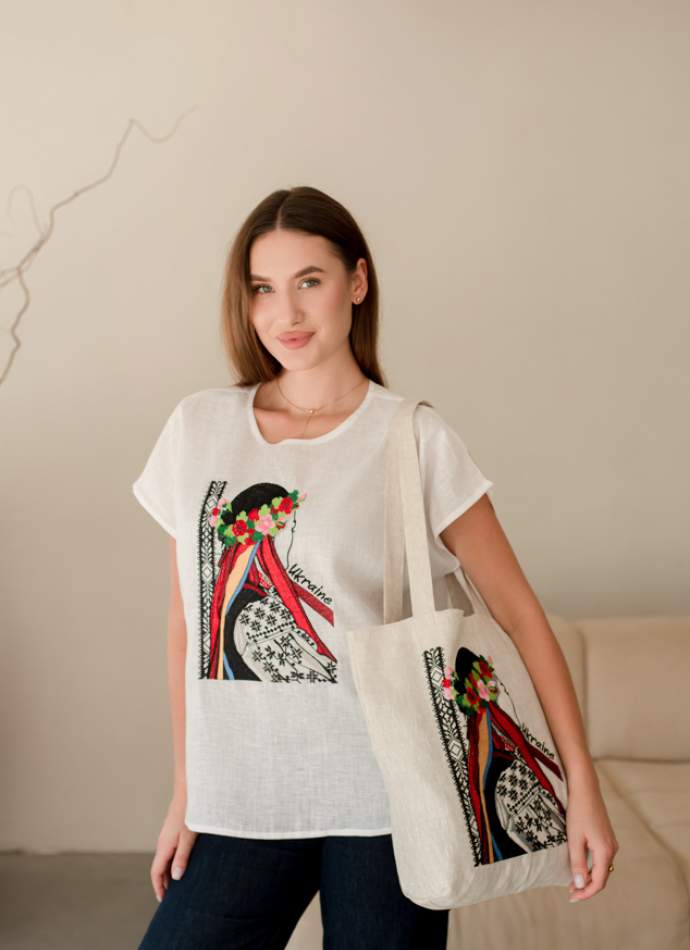 Блузка жіноча "Українка", Білий льон арт.4684
