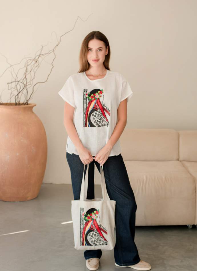 Блузка жіноча "Українка", Білий льон арт.4684