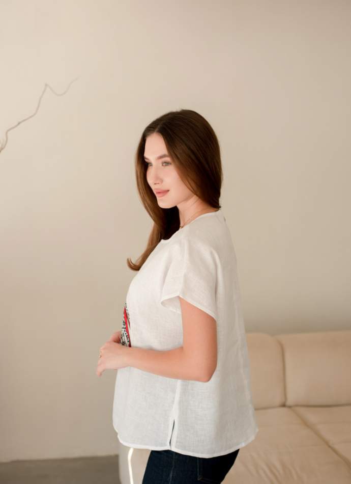 Блузка жіноча "Українка", Білий льон арт.4684