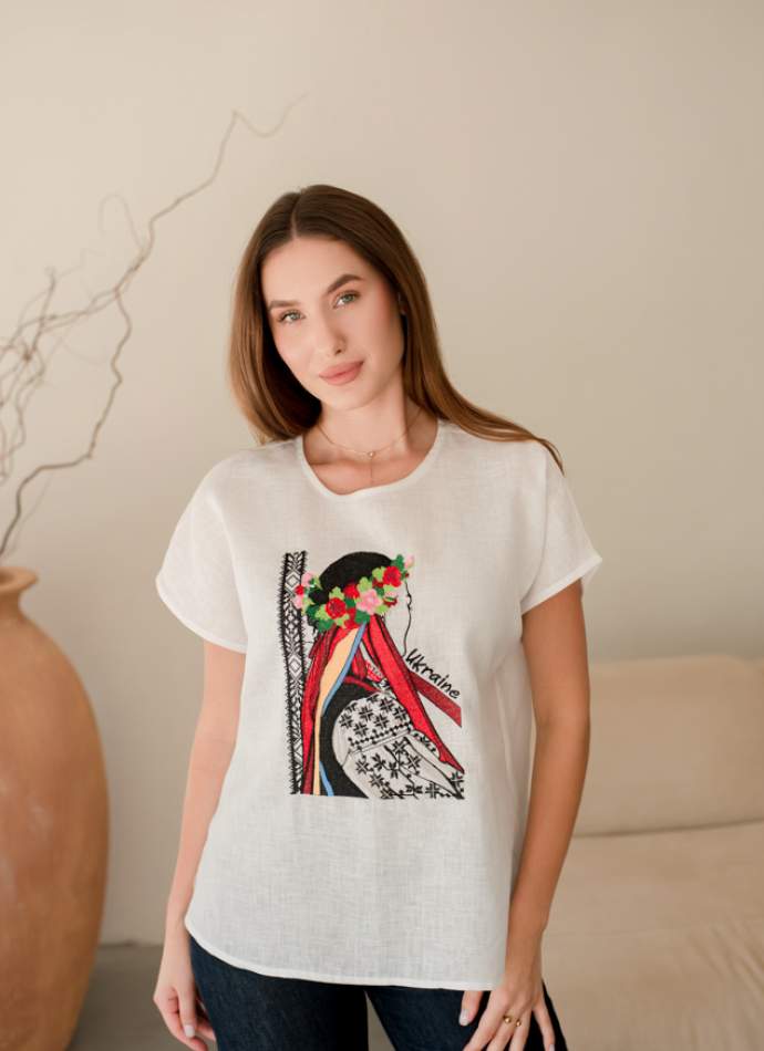Блузка жіноча "Українка", Білий льон арт.4684