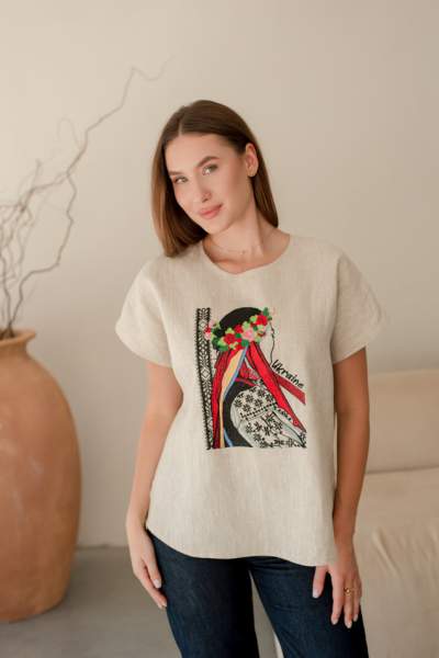 Блузка жіноча "Українка", Натур. льон арт.4685