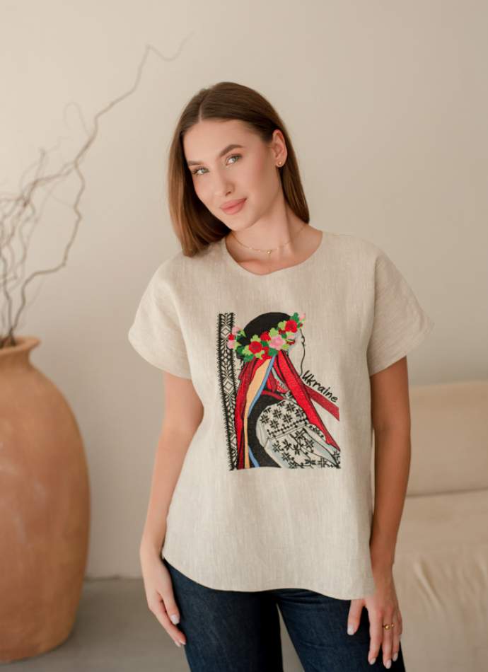 Блузка жіноча "Українка", Натур. льон арт.4685