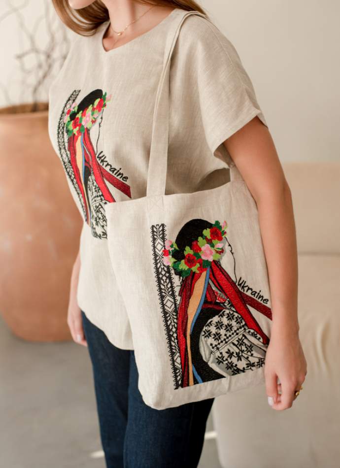 Блузка жіноча "Українка", Натур. льон арт.4685