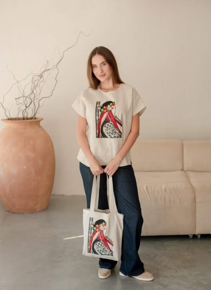 Блузка жіноча "Українка", Натур. льон арт.4685