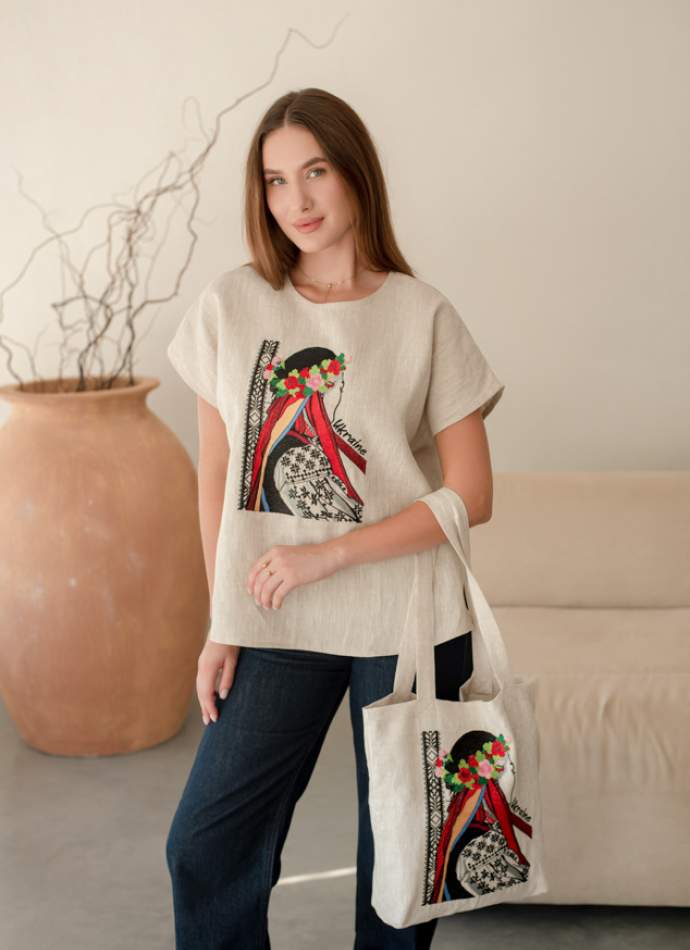 Блузка жіноча "Українка", Натур. льон арт.4685