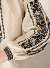 Дизайнерська вишиванка"Борщівська синя", Натурал. льон арт.4687