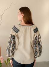 Дизайнерська вишиванка"Борщівська синя", Натурал. льон арт.4687