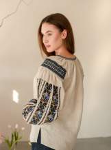 Дизайнерська вишиванка"Борщівська синя", Натурал. льон арт.4687