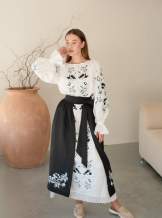 Комплект "Княжа" — вишита лляна сукня + плахта з поясом, арт.4690