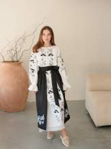 Комплект "Княжа" — вишита лляна сукня + плахта з поясом, арт.4690