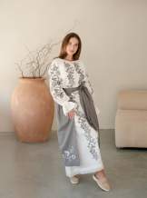 Комплект "Княжа" — вишита лляна сукня + плахта з поясом, арт.4691