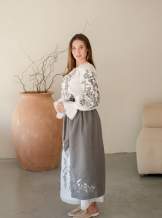 Комплект "Княжа" — вишита лляна сукня + плахта з поясом, арт.4691