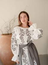 Комплект "Княжа" — вишита лляна сукня + плахта з поясом, арт.4691