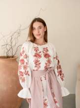 Комплект "Княжа" — вишита лляна сукня + плахта з поясом, арт.4693