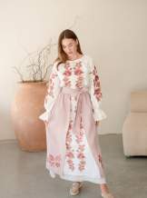 Комплект "Княжа" — вишита лляна сукня + плахта з поясом, арт.4693