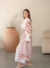 Комплект "Княжа" — вишита лляна сукня + плахта з поясом, арт.4693