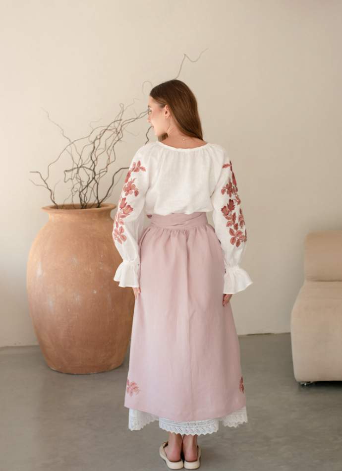 Комплект "Княжа" — вишита лляна сукня + плахта з поясом, арт.4693