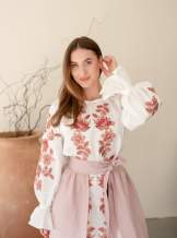 Комплект "Княжа" — вишита лляна сукня + плахта з поясом, арт.4693