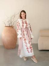 Комплект "Княжа" — вишита лляна сукня + плахта з поясом, арт.4693