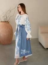 Комплект "Княжа" — вишита лляна сукня + плахта з поясом, арт.4694