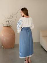 Комплект "Княжа" — вишита лляна сукня + плахта з поясом, арт.4694