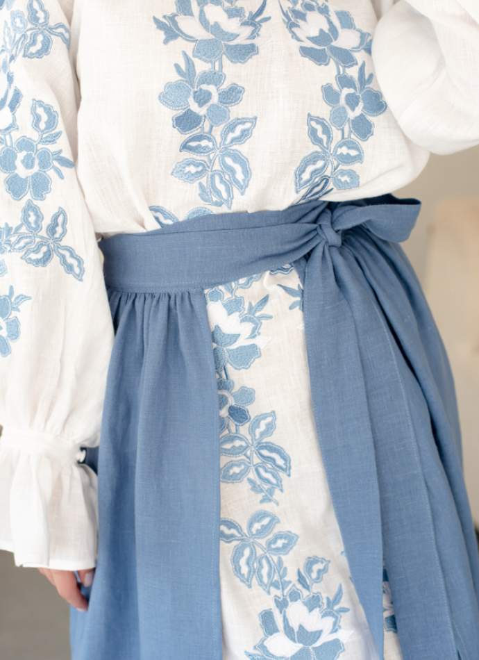 Комплект "Княжа" — вишита лляна сукня + плахта з поясом, арт.4694