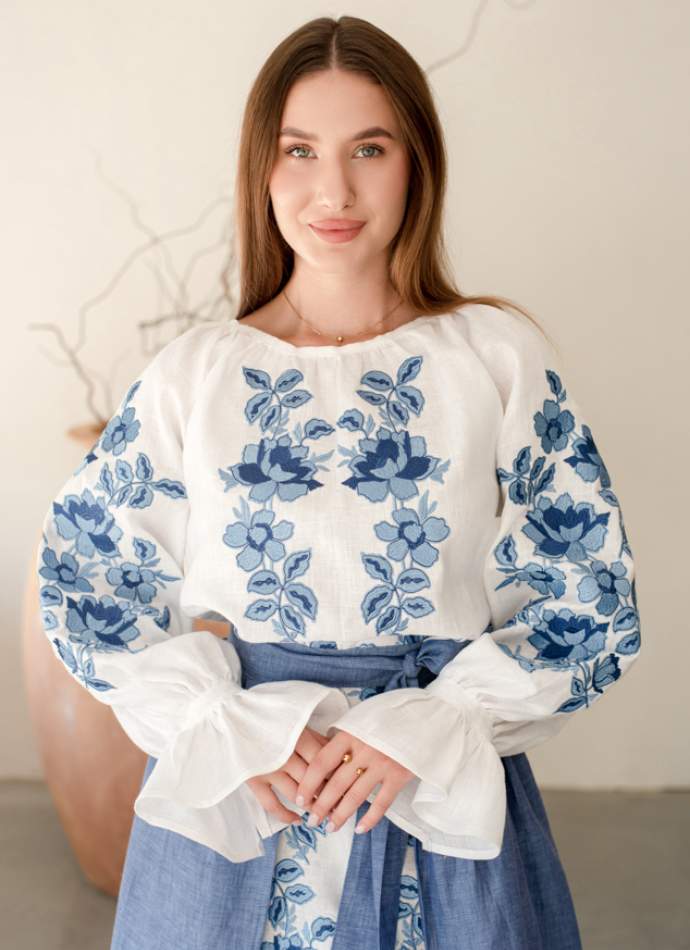 Комплект "Княжа" — вишита лляна сукня + плахта з поясом, арт.4695