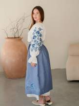 Комплект "Княжа" — вишита лляна сукня + плахта з поясом, арт.4695