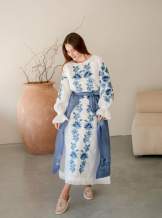 Комплект "Княжа" — вишита лляна сукня + плахта з поясом, арт.4695