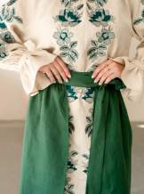 Жіночий вишитий костюм- довга сукня і плахта з машинною вишивкою гладдю з льону,в етно стилі,арт 4696