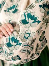 Жіночий вишитий костюм- довга сукня і плахта з машинною вишивкою гладдю з льону,в етно стилі,арт 4696