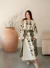 Комплект "Княжа" — вишита лляна сукня + плахта з поясом, арт.4697