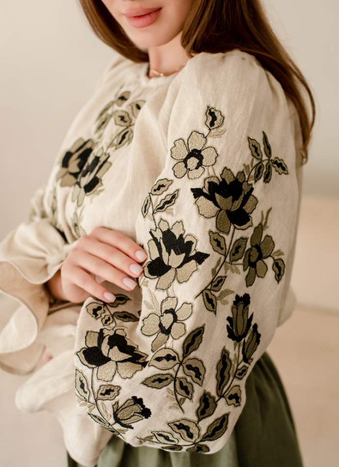 Комплект "Княжа" — вишита лляна сукня + плахта з поясом, арт.4697