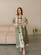 Комплект "Княжа" — вишита лляна сукня + плахта з поясом, арт.4697