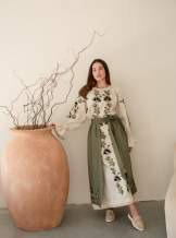 Комплект "Княжа" — вишита лляна сукня + плахта з поясом, арт.4697