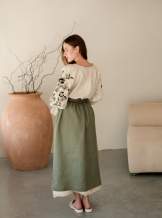 Комплект "Княжа" — вишита лляна сукня + плахта з поясом, арт.4697