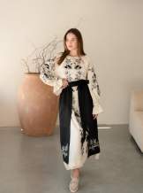 Комплект "Княжа" — вишита лляна сукня + плахта з поясом, арт.4698