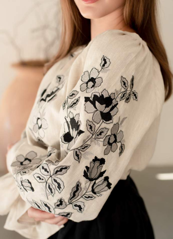 Комплект "Княжа" — вишита лляна сукня + плахта з поясом, арт.4698