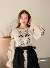 Комплект "Княжа" — вишита лляна сукня + плахта з поясом, арт.4698