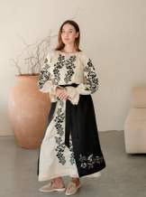 Комплект "Княжа" — вишита лляна сукня + плахта з поясом, арт.4699