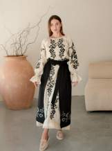 Комплект "Княжа" — вишита лляна сукня + плахта з поясом, арт.4699