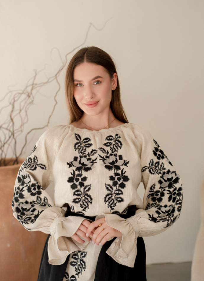 Комплект "Княжа" — вишита лляна сукня + плахта з поясом, арт.4699