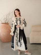 Комплект "Княжа" — вишита лляна сукня + плахта з поясом, арт.4699