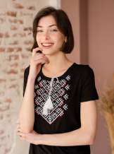 Чорна футболка з вишивкою, арт. 5137к.р.